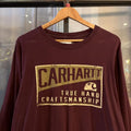 BR2804EN-P - Vintage Retro Essential Maroon Carhartt True Hand Craftsmanship Graphic Print Top Tee T-shirt with embroidered patch logo #skater #workwear  #carhartt #y2k #graphic