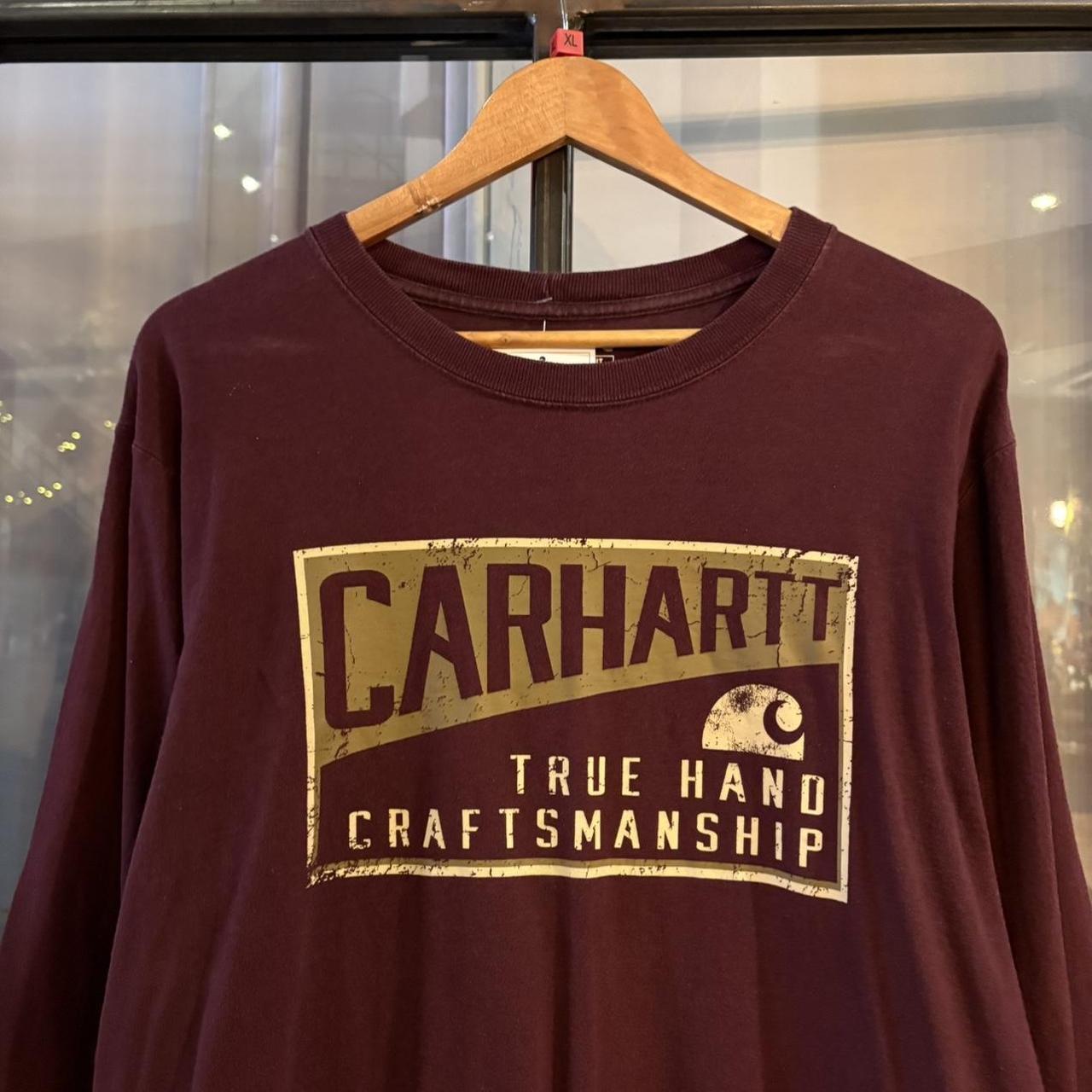 BR2804EN-P - Vintage Retro Essential Maroon Carhartt True Hand Craftsmanship Graphic Print Top Tee T-shirt with embroidered patch logo #skater #workwear  #carhartt #y2k #graphic