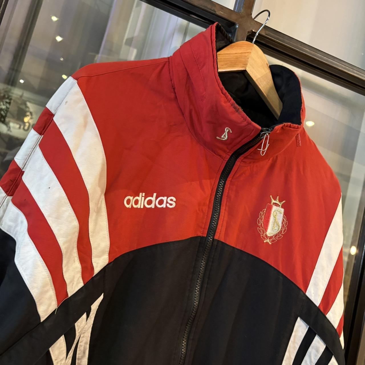 SWT633BR - Vintage Retro Essential Adidas Belgium Pro League Standard Liege Football Club Full Zip Up Training Coach sports jacket #sportswear #standardliege #football #blokecore #training