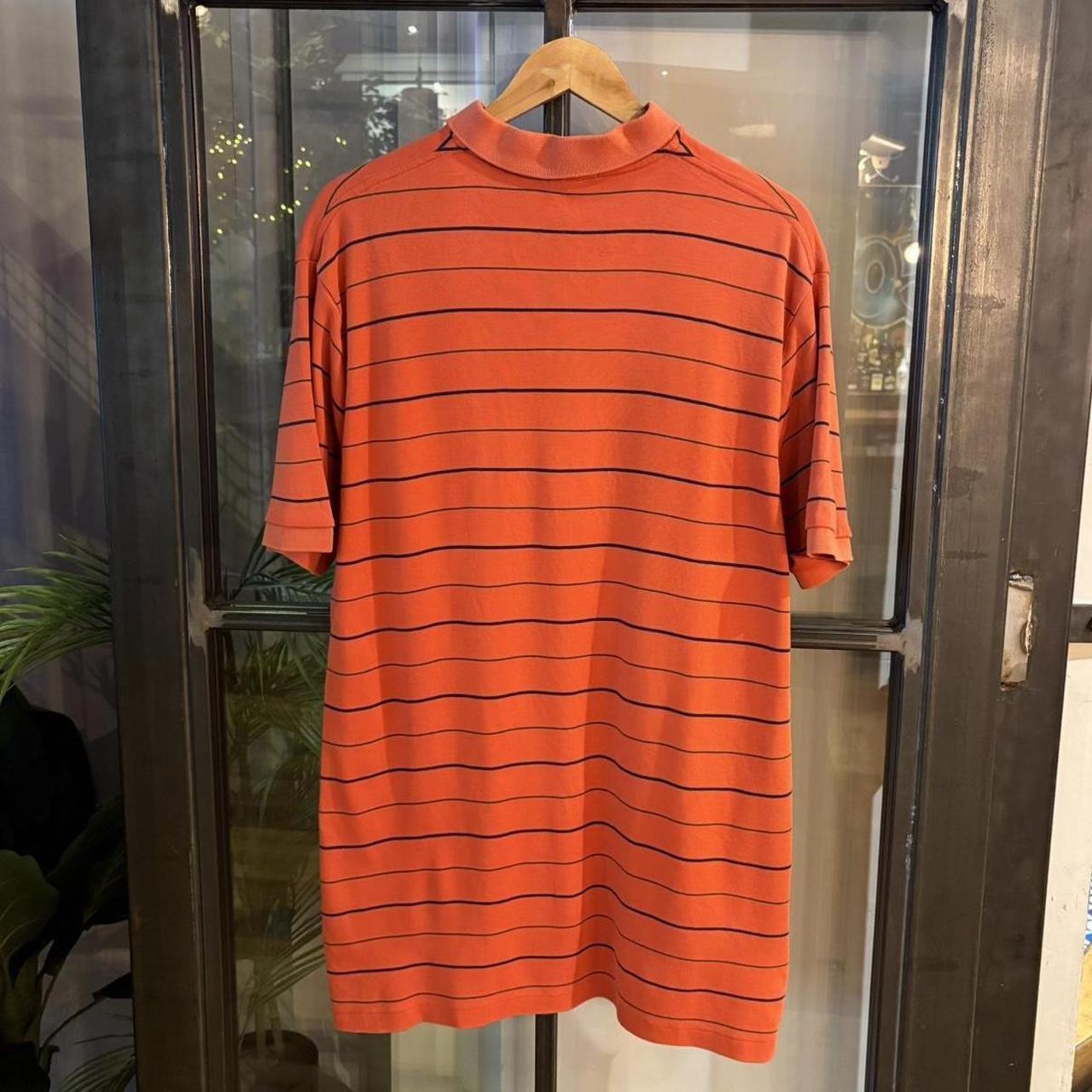 POL303-F - Vintage Ralph Lauren Striped Orange Navy Polo Shirt Short Sleeve collared button up top #Y2K #preppy #chiefkeef #golf #oldmoney