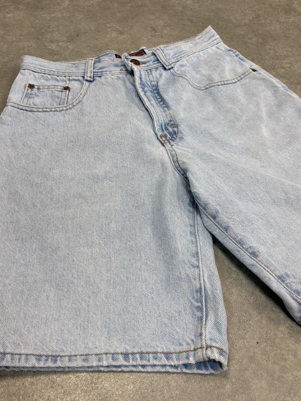 Vintage Jorts Light Mens 28” Blue Wash Denim Blue Wash Jean Shorts Baggy Wide Leg Skate Surf Hip Hop 00s Y2K