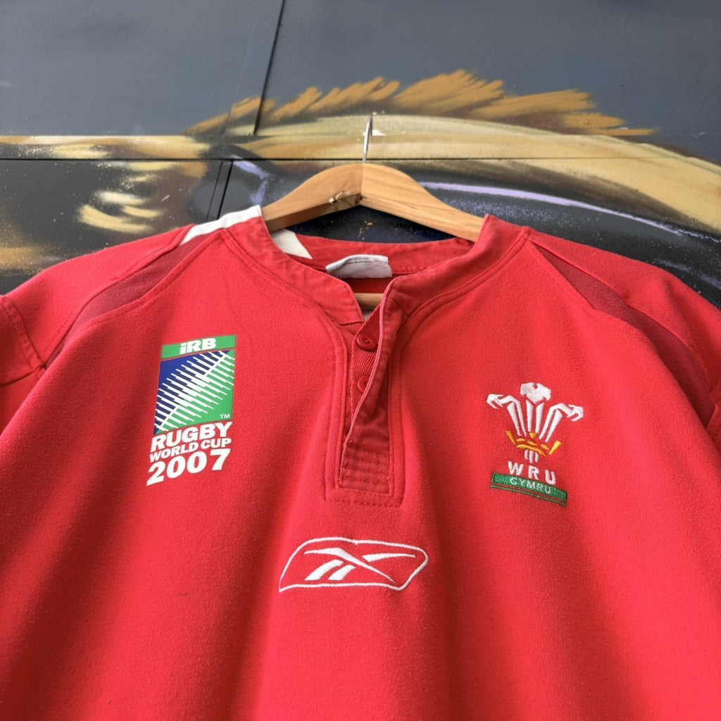 Vintage Reebok Wales Rugby Union 2007 Jersey Shirt Mens XL Red WRU World Cup Top Kit Home 6 Nations 90s Y2K