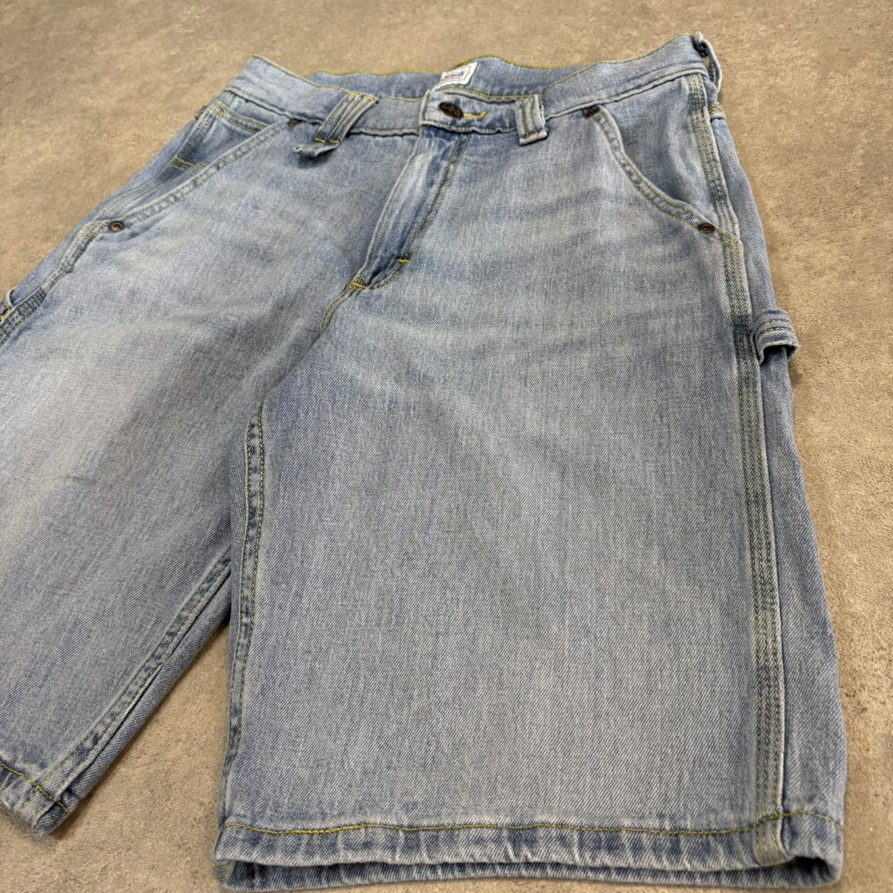 Vintage Light Blue Wash Lee Jorts Mens 29” Baggy Wide Leg Skate Surf Denim Jean Shorts Hip Hop Streetwear Y2K