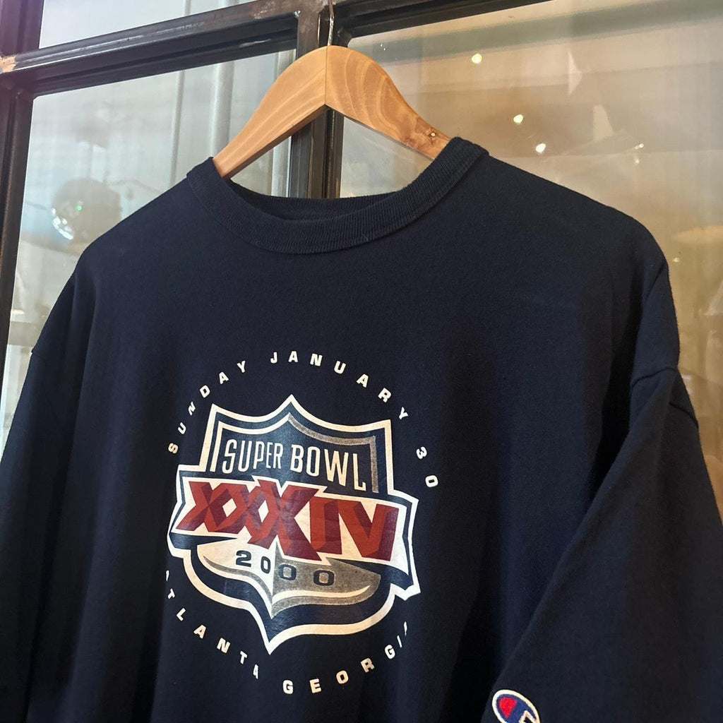 TEE431P - Vintage Retro Essential Navy Champion 2000 Super Bowl Graphic Print Top Tee T-shirt #y2k #graphic #superbowl #champion #nfl