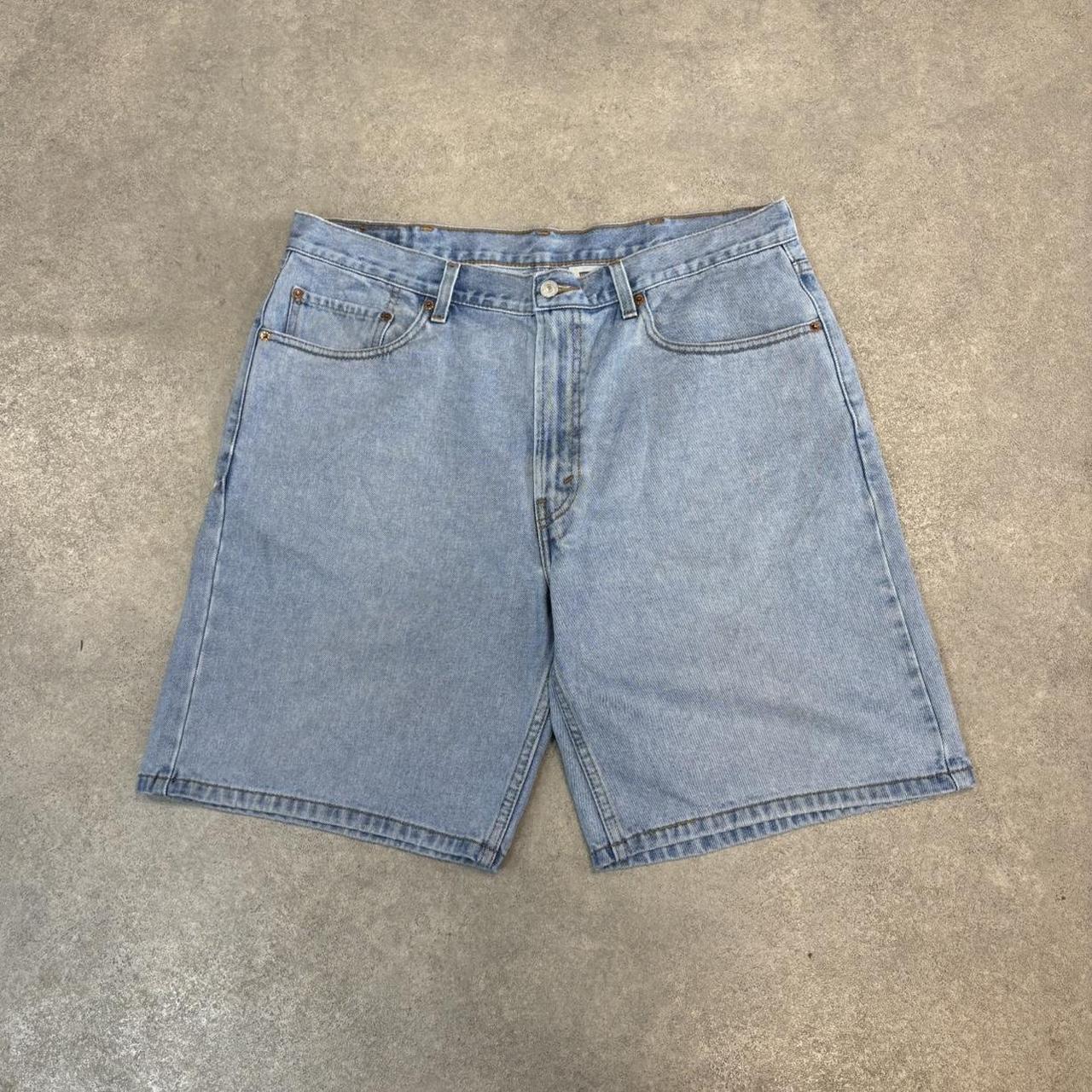 Vintage Light Blue Wash Levi’s 550 Jorts Mens 38” Baggy Wide Leg Skate Surf Denim Jean Shorts Hip Hop Streetwear Y2K