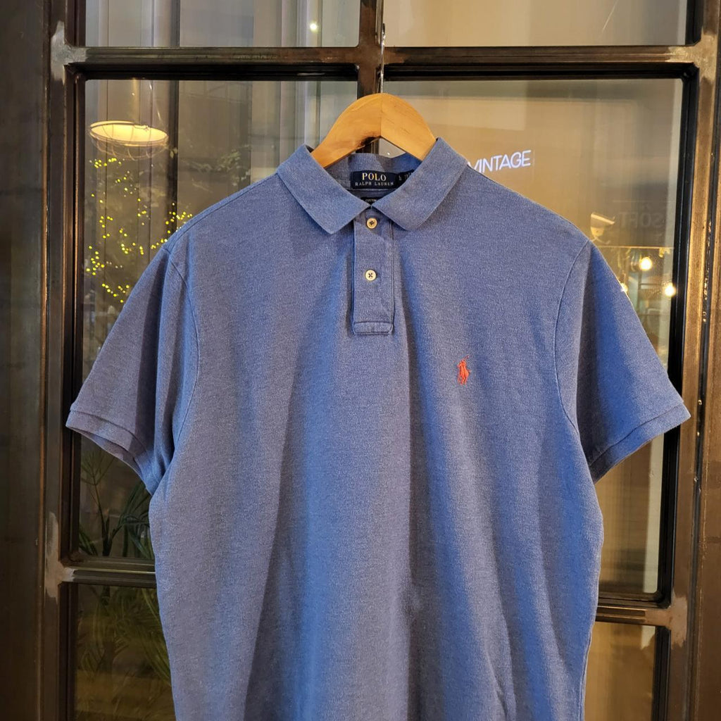 POL210 - Vintage Ralph Lauren Blue Polo Shirt Short Sleeve collared button up top #Y2K #preppy #chiefkeef #golf #oldmoney