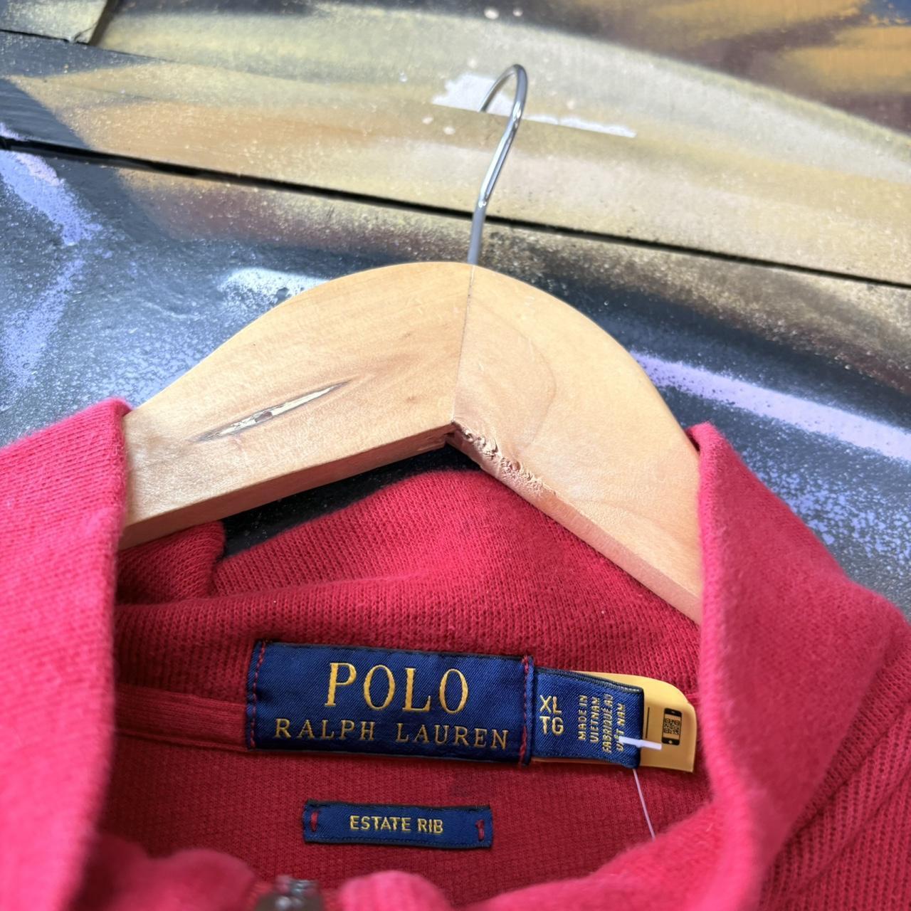 Vintage Red Ralph Lauren Quarter Zip Sweatshirt Jumper Top preppy essential smart casual spellout embroidered logo pony horse Wine maroon 00s 90s Y2K Cheltenham races horse racing old money