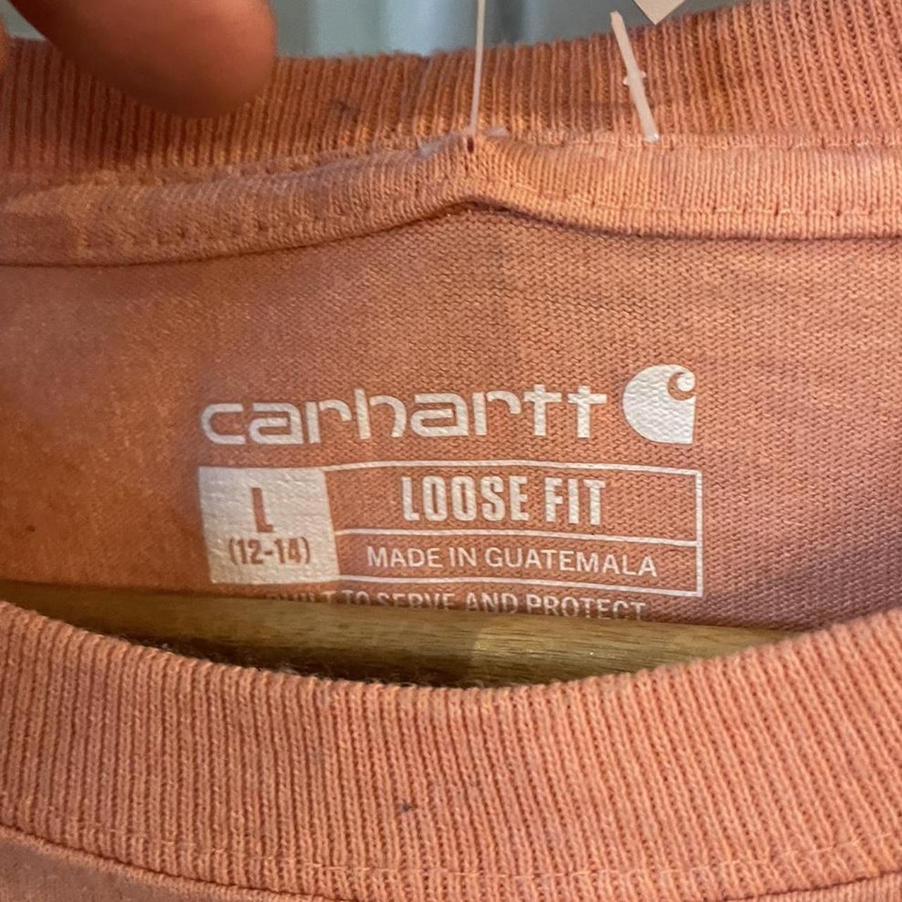 0125C94P - Vintage Retro Essential Peach Carhartt Longsleeve Graphic Print Top Tee T-shirt #90s #graphic #top #essential #carhartt