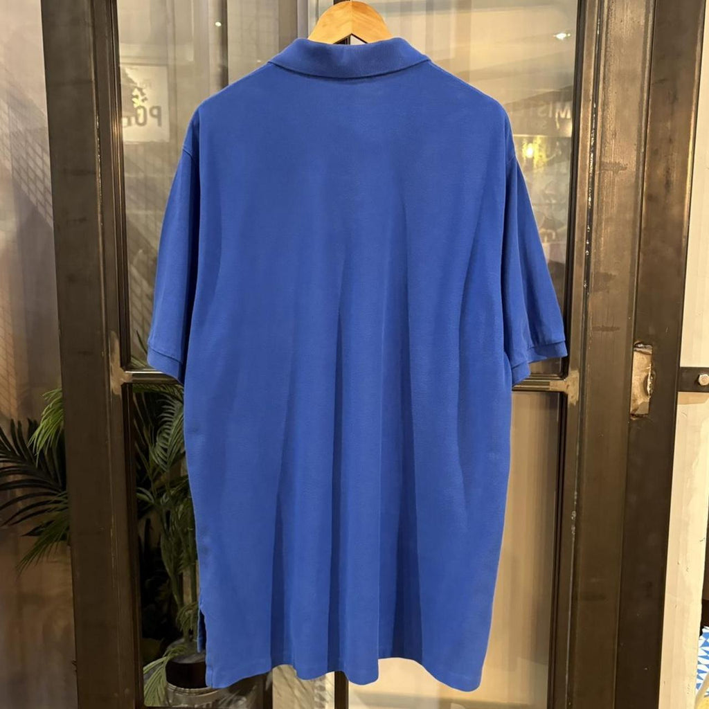 BR1912BB-F - Vintage Retro Ralph Lauren Plain Blue Polo Shirt Short Sleeve collared button up top  #Y2K #preppy #chiefkeef #oldmoney #ralphlauren