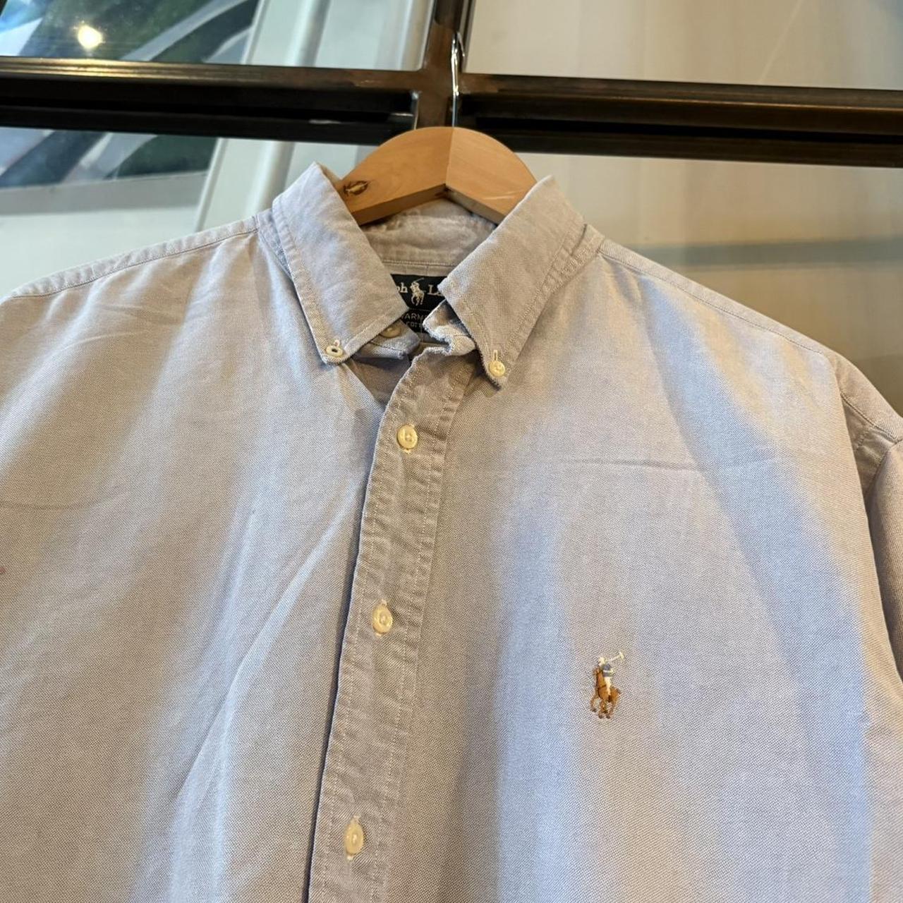 BR1209AV-F - Vintage Ralph Lauren Blue Plain Longsleeve collared button up polo shirt top #Y2K #preppy #chiefkeef #smartcasual #oldmoney