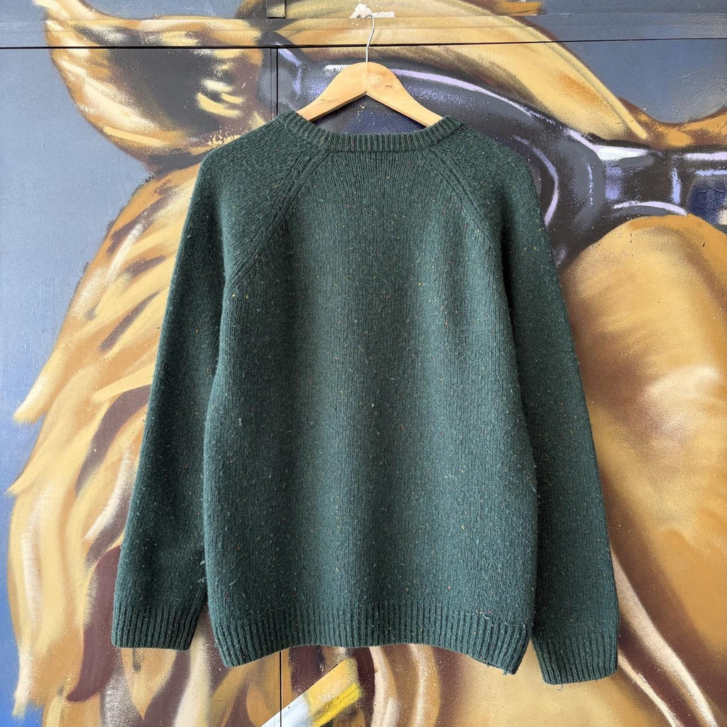 Carhartt WIP Sweatshirt Mens Large Green Anglistic Cosy Knit Jumper Top Detroit 90s Y2K 00s