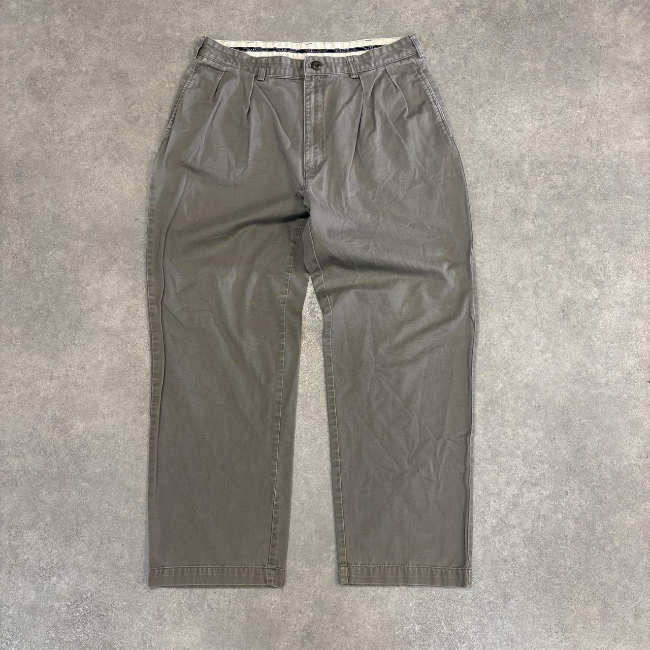 Vintage Polo Ralph Lauren Trousers Mens 35x30 Grey Double Pleated Chinos Preppy Old Money Ivy League Y2K 90s