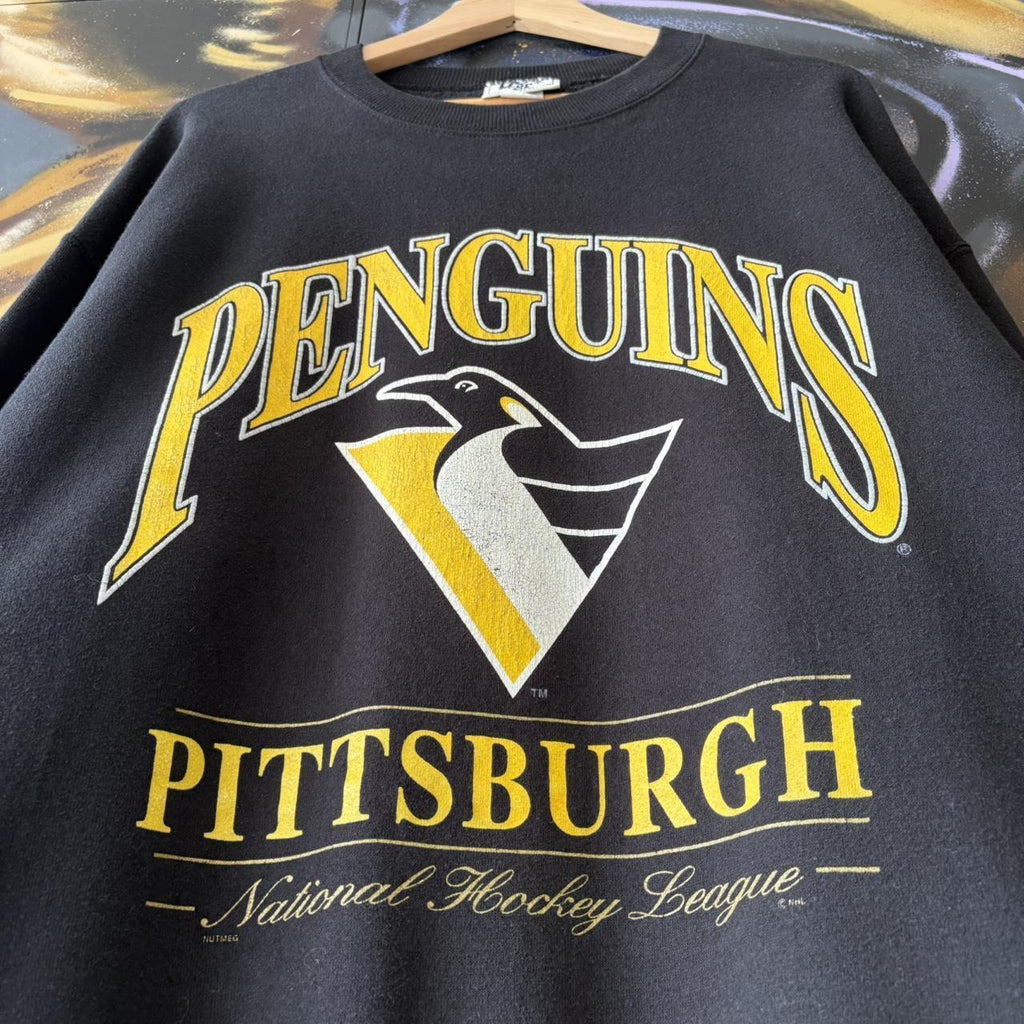 Vintage Pittsburgh Penguins Sweatshirt Mens XL Black NHL Ice Hockey Jumper Lee Sport USA 90s Y2K