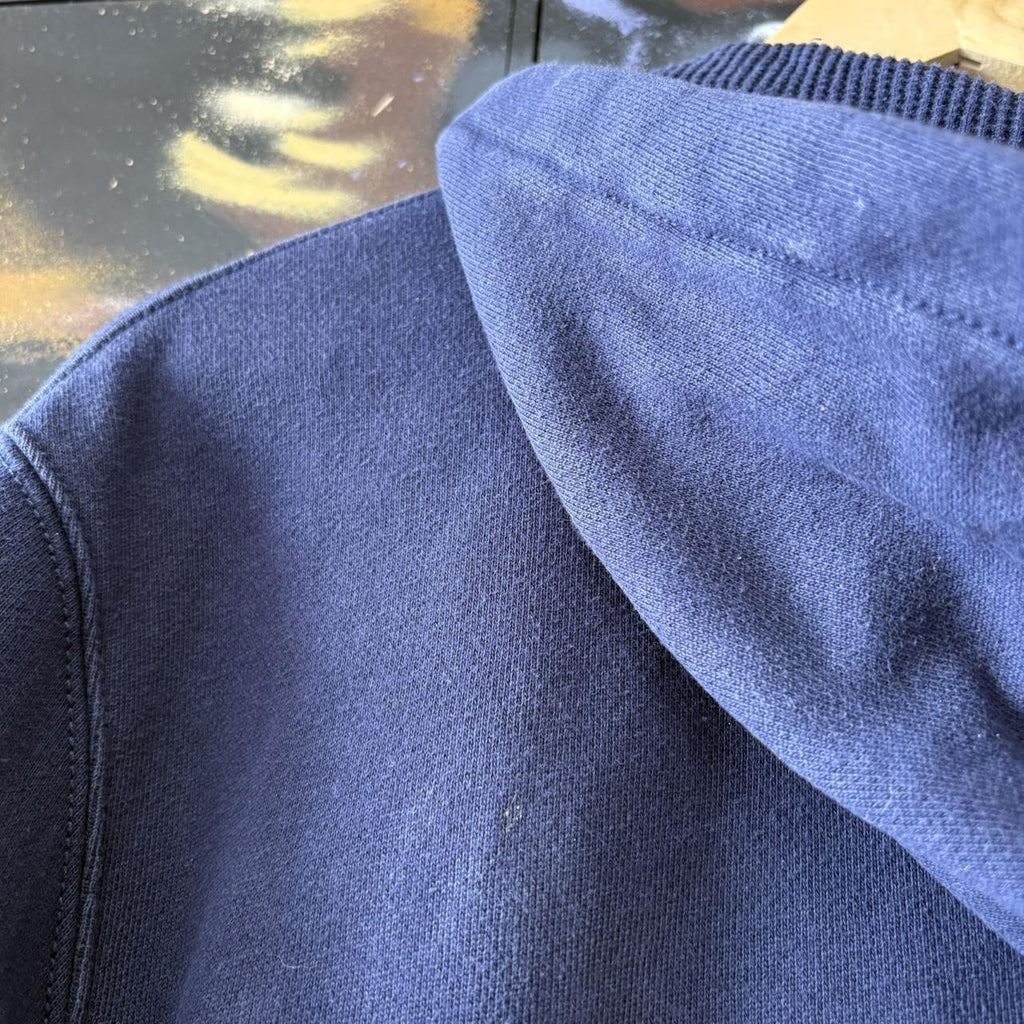 Vintage Ralph Lauren Hoodie Mens XL Navy Full Zip Up Preppy Pony Logo Jumper Thermal Hood Y2K 90s