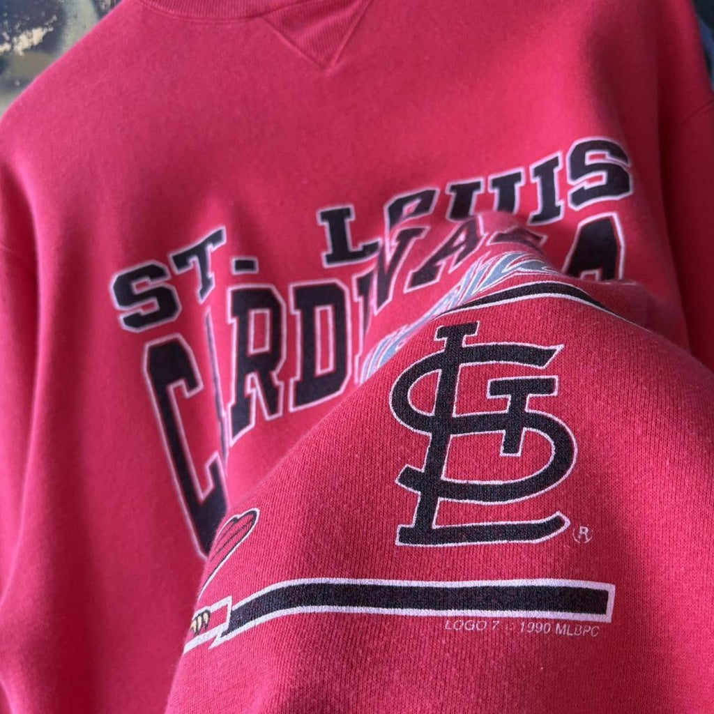 Vintage St Louis Cardinals Jumper Red Mens Large 1990 MLB Baseball Sweatshirt Top 90s Y2K Logo 7 USA
