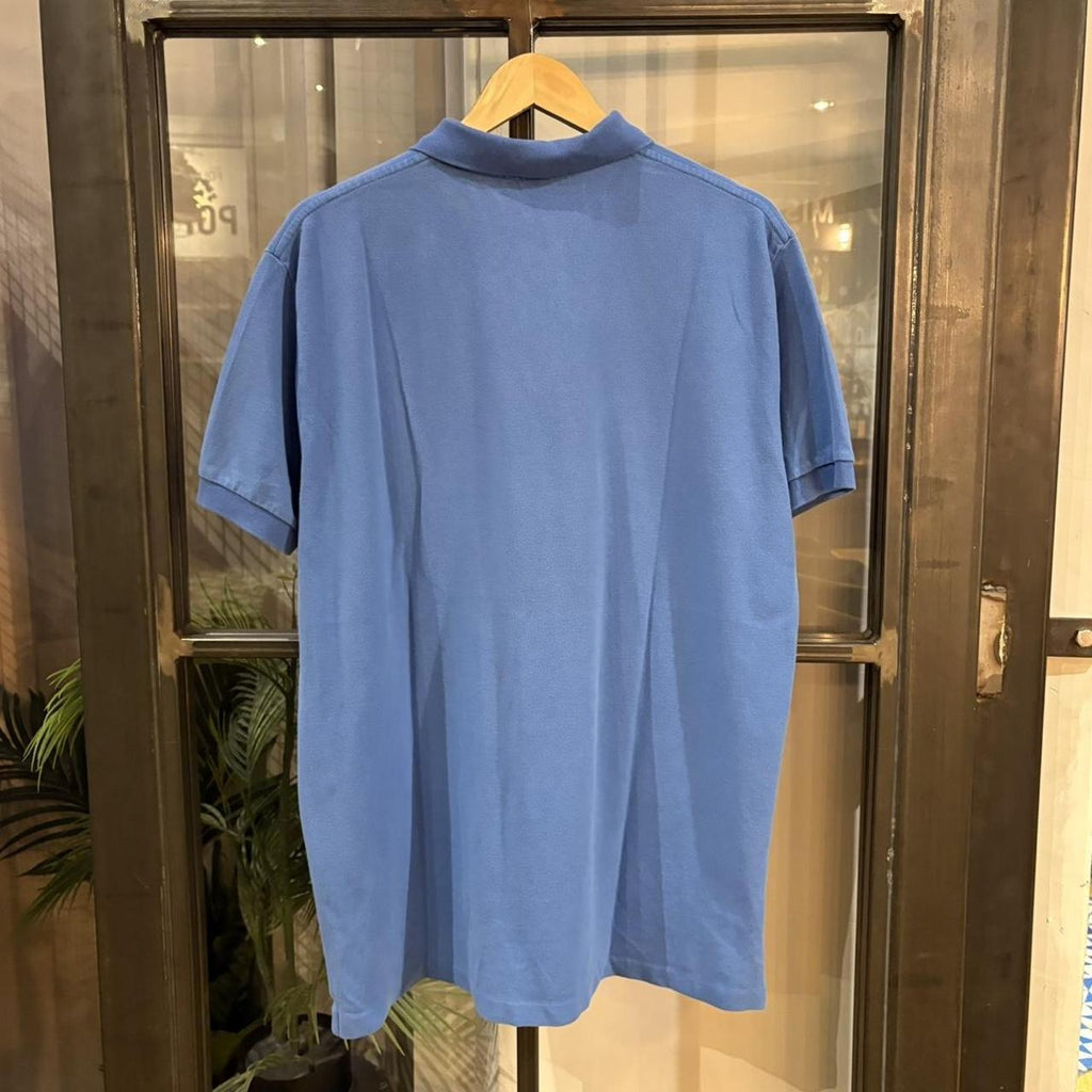 BR1912ADI-F - Vintage Retro Ralph Lauren Plain Blue Polo Shirt Short Sleeve collared button up top  #Y2K #preppy #chiefkeef #oldmoney #ralphlauren