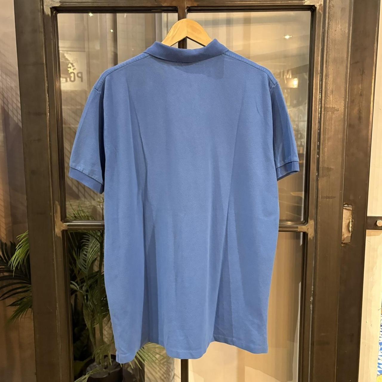 BR1912ADI-F - Vintage Retro Ralph Lauren Plain Blue Polo Shirt Short Sleeve collared button up top  #Y2K #preppy #chiefkeef #oldmoney #ralphlauren