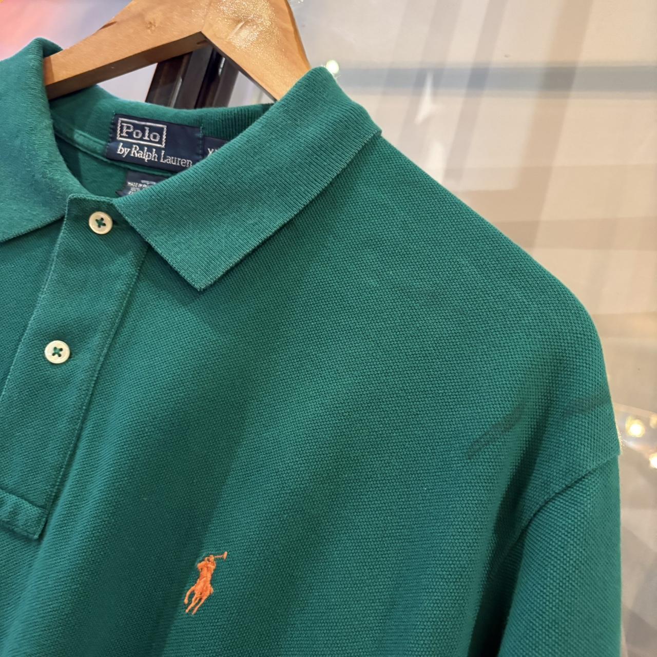 BR1912BK-F - Vintage Retro Ralph Lauren Plain Green Polo Shirt Short Sleeve collared button up top  #Y2K #preppy #chiefkeef #oldmoney #ralphlauren