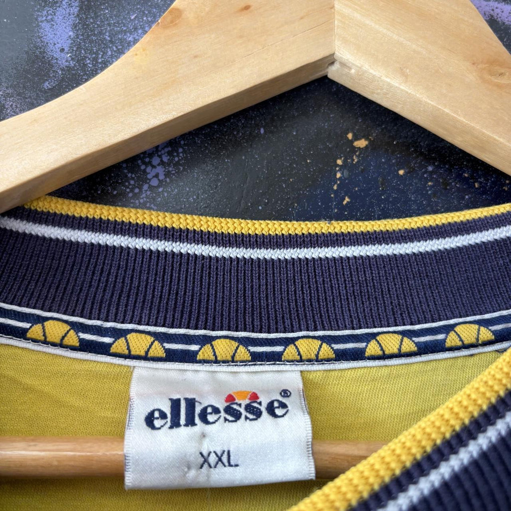 Vintage Ellesse Sweatshirt Mens XXL Navy Big Centre Logo Embroidered Pullover Jumper Top 90s Y2K 00s