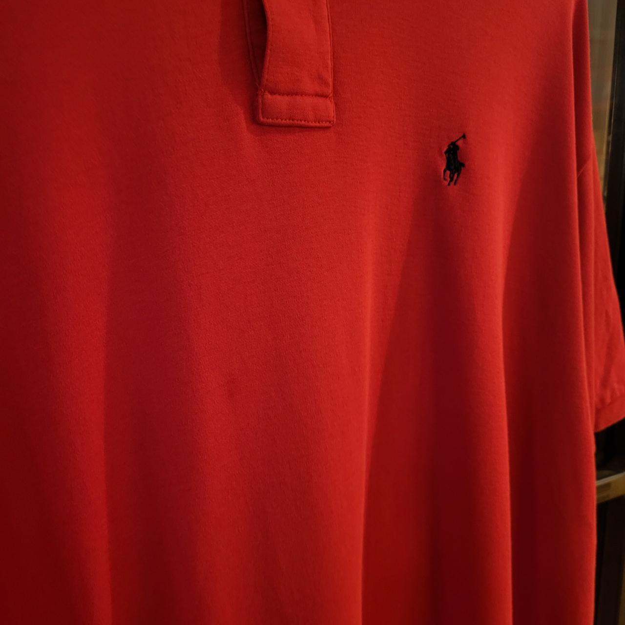 POL111 - Vintage Ralph Lauren Red Polo Shirt Short Sleeve collared button up top 90s Y2K Old Money Preppy Smart Casual style with embroidered logo of the iconic pony horse on chest