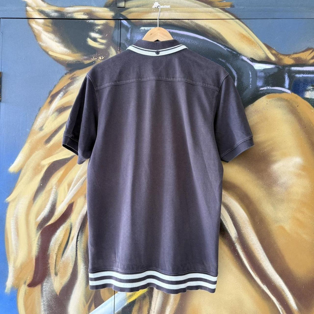 Vintage Retro Evisu Black Full Button Up Cotton Japanese Polo Shirt Short Sleeve striped collared and hem  #Y2K #preppy #chiefkeef #oldmoney #evisu