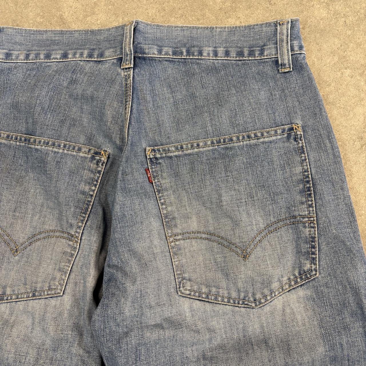 Vintage Levi’s Jorts Mens 33” Blue Wash Denim Super Long Below Knee Jean Shorts Baggy Wide Leg Skate Surf Hip Hop 00s Y2K