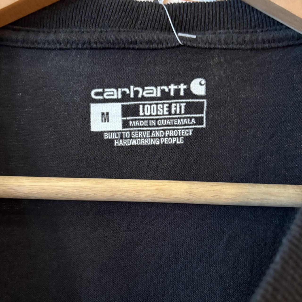 TEE520F - Vintage Retro Essential Black Carhartt Longsleeve Graphic Top Tee T-shirt with arm print logo #skater #workwear  #carhartt #y2k #longsleeve