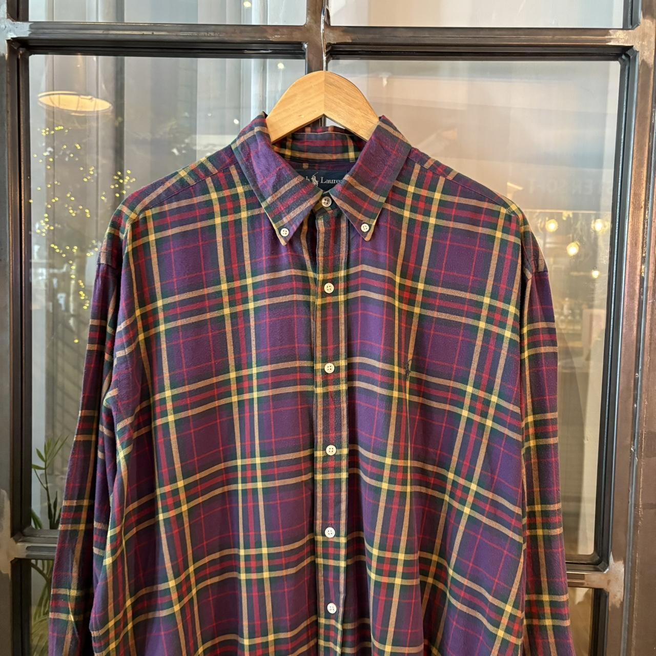 0425E05F - Vintage Ralph Lauren Purple Check Longsleeve collared button up polo shirt top #Y2K #preppy #chiefkeef #smartcasual #oldmoney