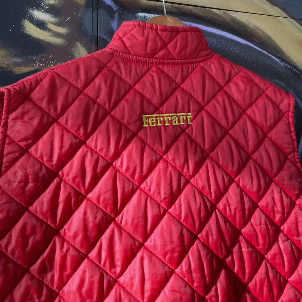 Y2K Ferrari Diamond Quilted Button Up Gilet Vest