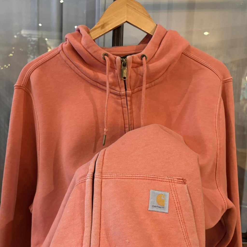MA0109Z-P - Vintage Retro Essential Pino Carhartt Fulp Zip Sweatshirt Hoodie with embroidered patch pocket logo #carhartt #workwear #hoodie #skater #y2k