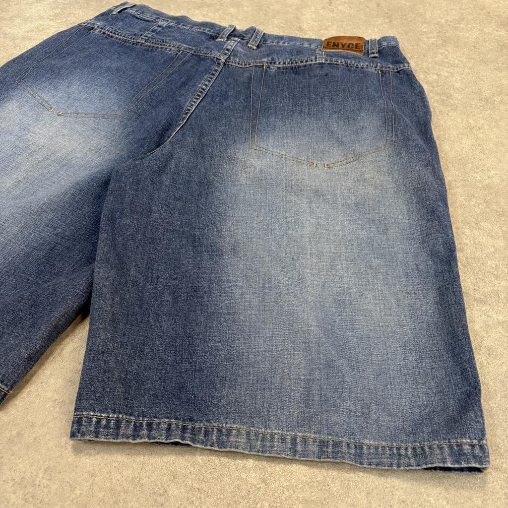 Vintage Enyce Jorts Mens 38” Blue Denim Jean Shorts Baggy Wide Leg Skate Surf Hip Hop 00s Y2K