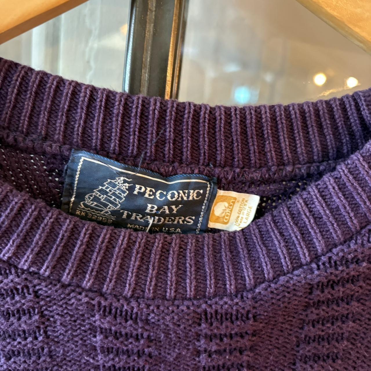 0225H55F - Vintage Retro Essential Peconic Bay Traders Purple patterned golf grandpa cosby sweatshirt crewneck knit Jumper #coogistyle #knitjumper #90s #grandad #knitted
