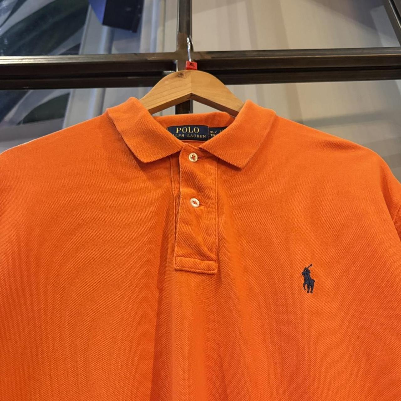 BR1912AG-F - Vintage Retro Ralph Lauren Plain Orange Polo Shirt Short Sleeve collared button up top  #Y2K #preppy #chiefkeef #oldmoney #ralphlauren