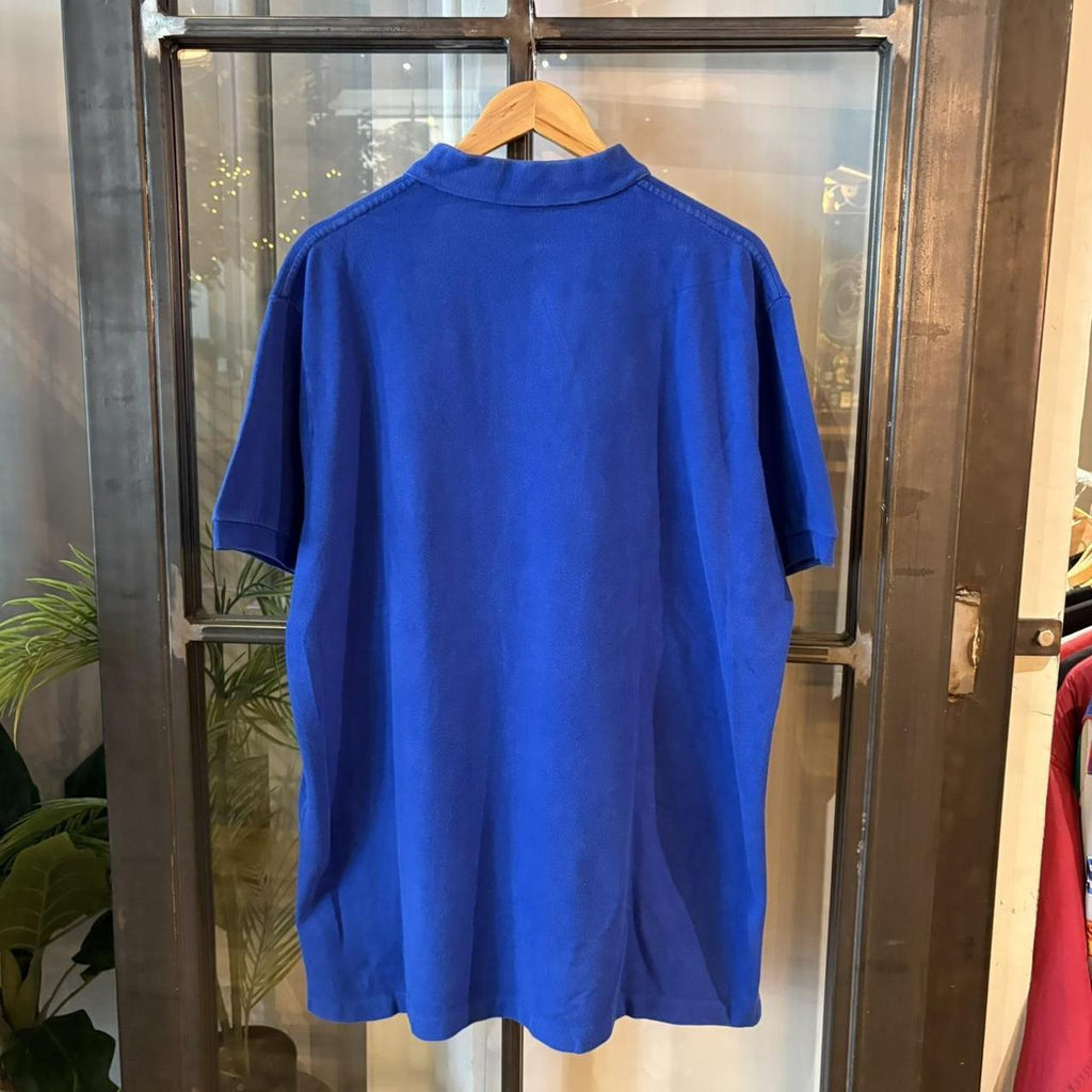 POL395F - Vintage Retro Ralph Lauren Blue Plain Polo Shirt Short Sleeve collared button up top  #Y2K #preppy #chiefkeef #oldmoney #ralphlauren