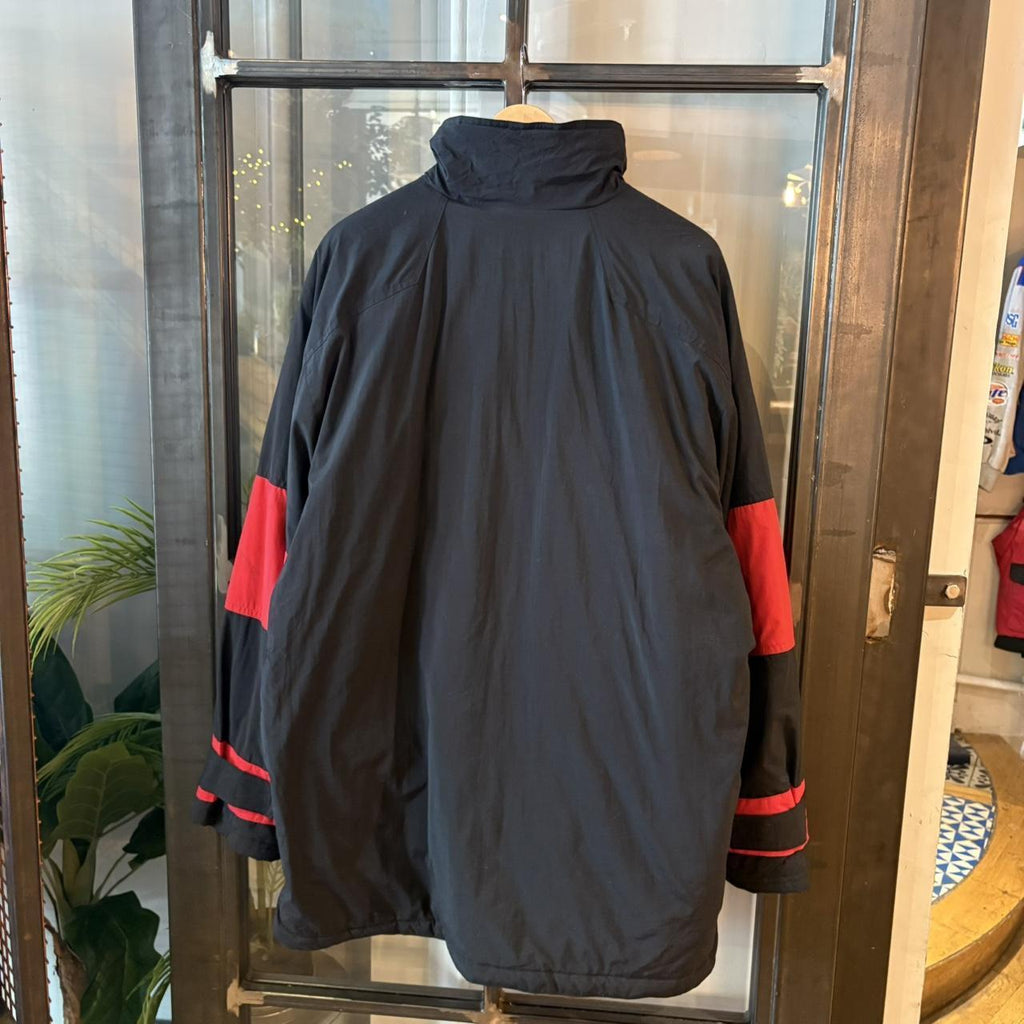 0325F87BR - Vintage Retro Essential Red and Black Fila 1/4 Zip and button up closure pullover sports jacket #sportswear #90s #y2k #fila