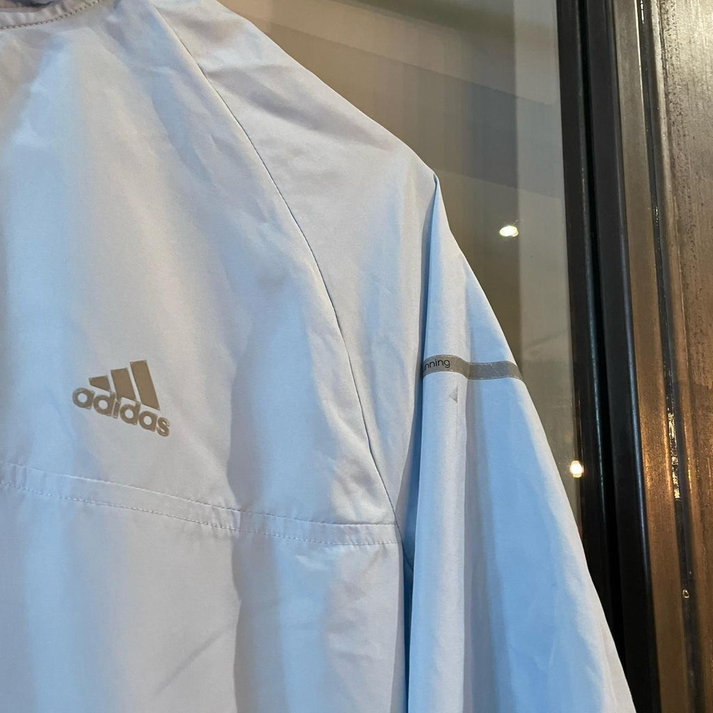 SWT568BR - Vintage Retro Essential Baby Blue Adidas Reflective Lightweight 1/4 Zip up jacket windbreaker #sportswear #y2k #90s #adidas #lightweight