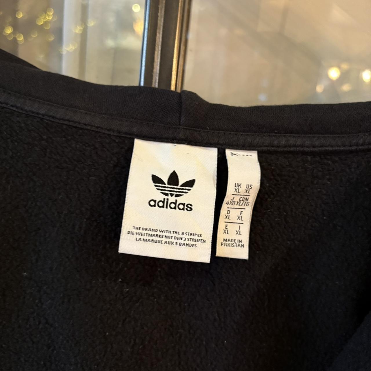 0325G74UF - Vintage Retro Essential Black Adidas Originals Full Zip Sweatshirt Hoodie with big spellout embroidered and print logo #hoodie #sportswear #essential #adidas #y2k