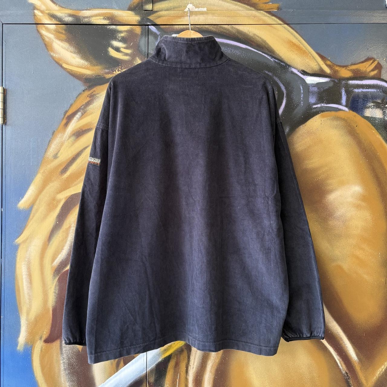 Vintage Napapijri Sweatshirt Mens XL Navy 1/4 Zip Corduroy 1/4 Zip Pullover Jumper Top 90s Y2K 00s