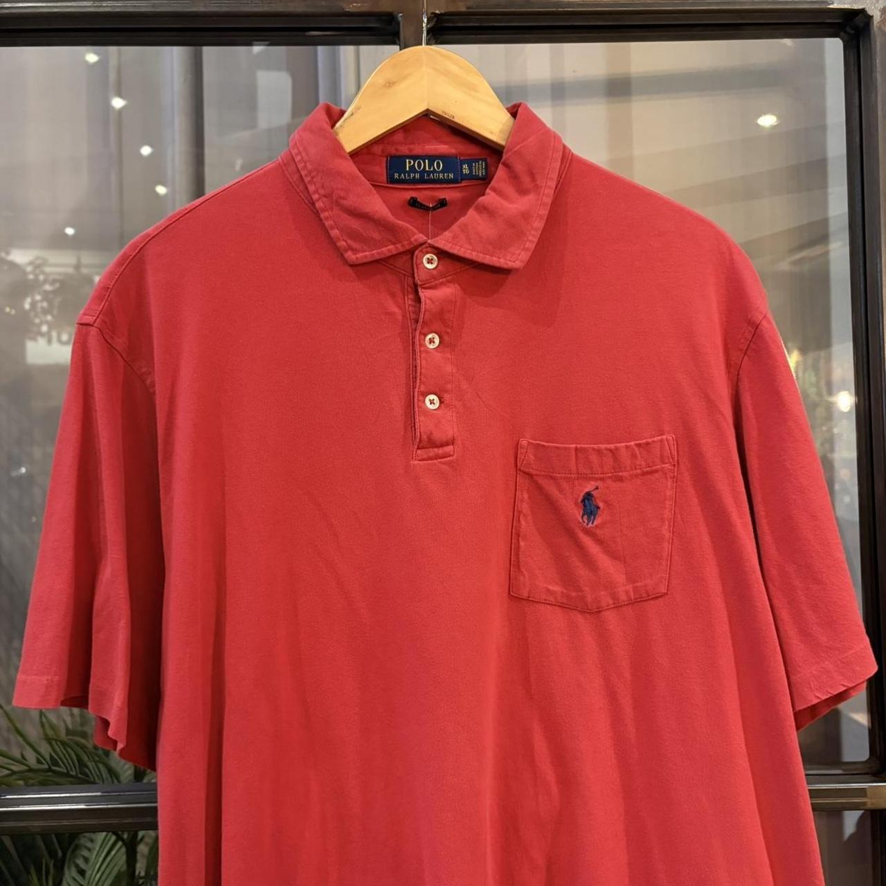 BR1912AH-F - Vintage Retro Ralph Lauren Plain Red Pocket Polo Shirt Short Sleeve collared button up top  #Y2K #preppy #chiefkeef #oldmoney #ralphlauren