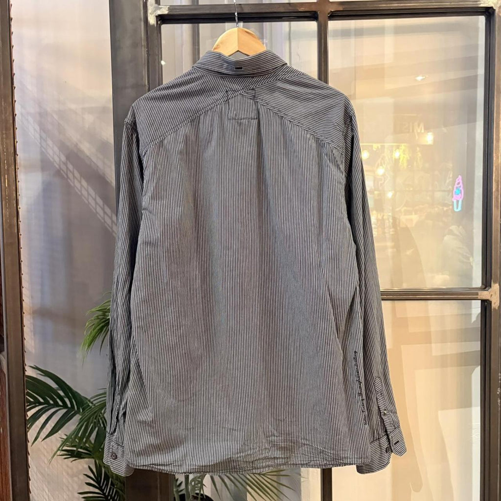 Vintage Quiksilver Shirt Mens XL Striped Button Up Long Sleeve Skate Surf Y2K Grunge Minimal Pocket Logo Streetwear Skater Casual 90s