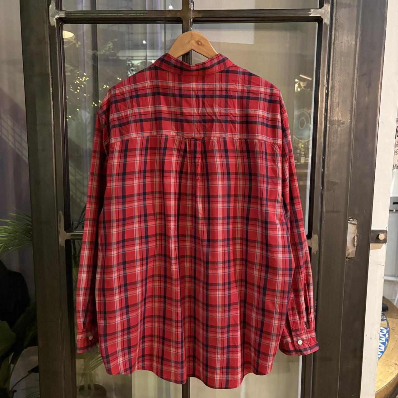 1224D89P - Vintage Chaps Ralph Lauren Red Navy Checked Shirt longsleeve collared button up top #Y2K #preppy #chiefkeef #golf #oldmoney