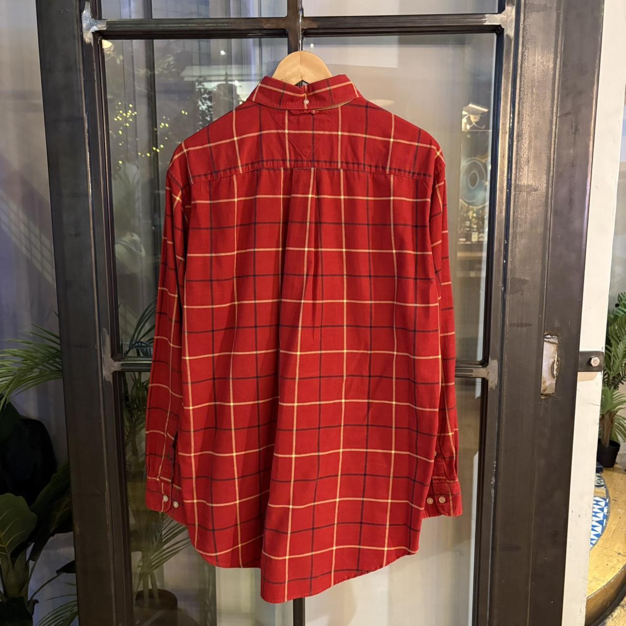 1224E30 - Vintage Tommy Red Corduroy Checked Shirt Short Sleeve collared button up #Y2K #preppy #chiefkeef #preppy #oldmoney