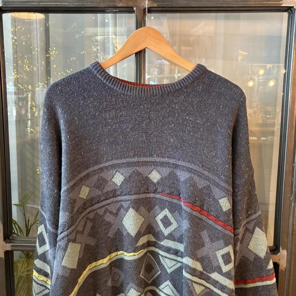 0225A25BR - Vintage Retro Essential Blue patterned argyle golf grandpa cosby sweatshirt crewneck knit Jumper #coogistyle #knitjumper #90s #grandad #knitted