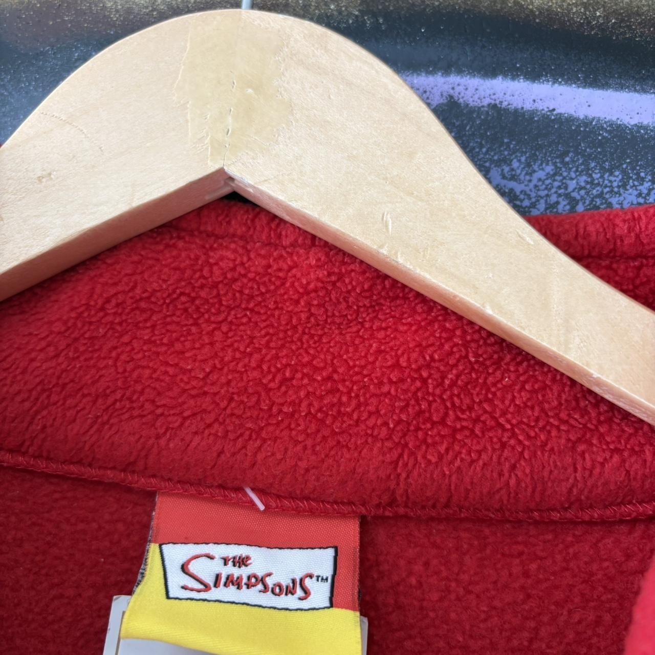 Vintage The Simpsons Fleece Quarter Zip Jumper Mens XL Red Embroidered Logo Cartoon Pullover 90s Y2K