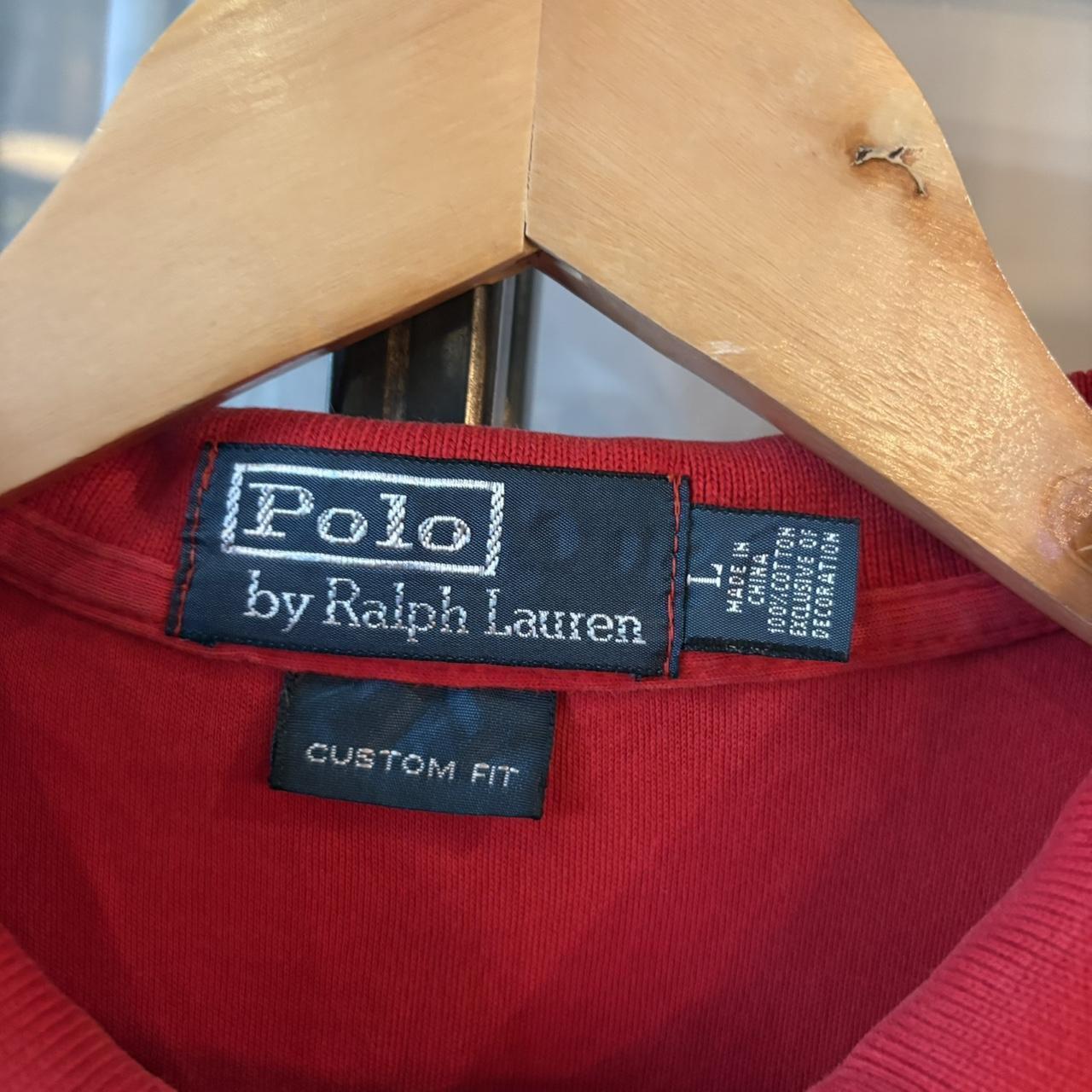 POL390-F - Vintage Retro Ralph Lauren Red Plain Polo Shirt Short Sleeve collared button up top  #Y2K #preppy #chiefkeef #oldmoney #ralphlauren