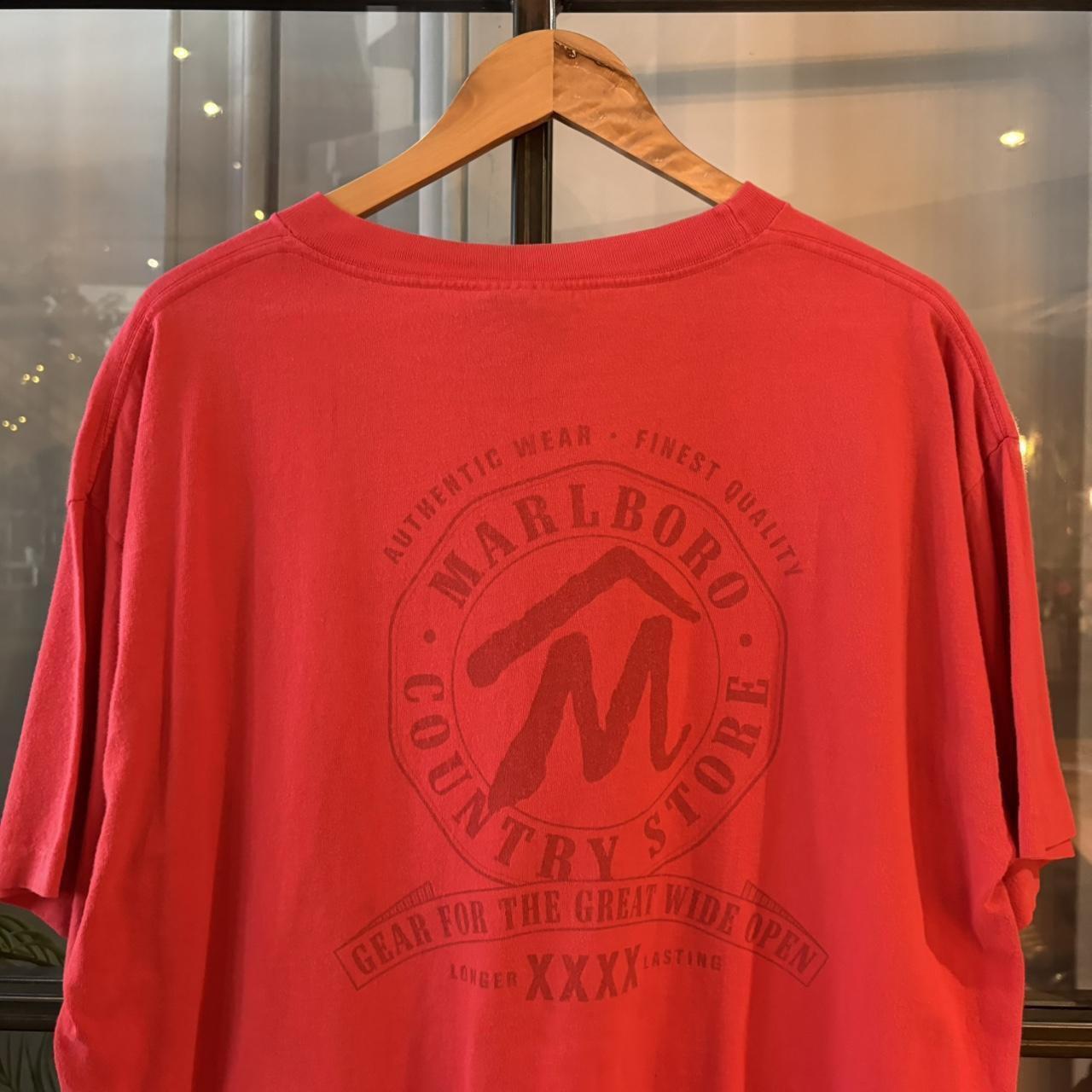 YIC0089-F - Vintage Retro Essential Red Marlboro Country Store 'Great for the Great Wide open' Graphic Print Top Tee T-shirt #90s #graphic #marlboro #essential #basic