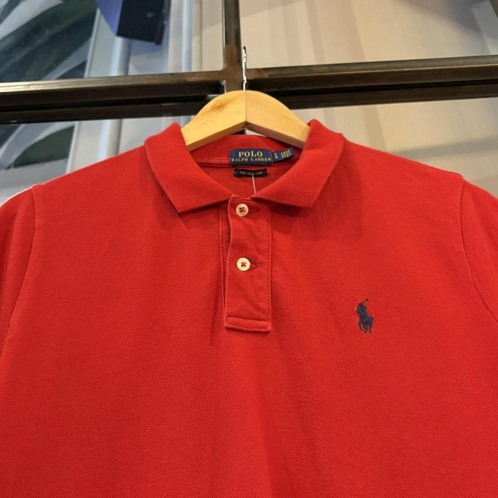 BR1912BR-F - Vintage Retro Red Ralph Lauren The Mesh Mini Dress Polo Shirt Short Sleeve collared button up #Y2K #preppy #minidress #oldmoney #ralphlauren