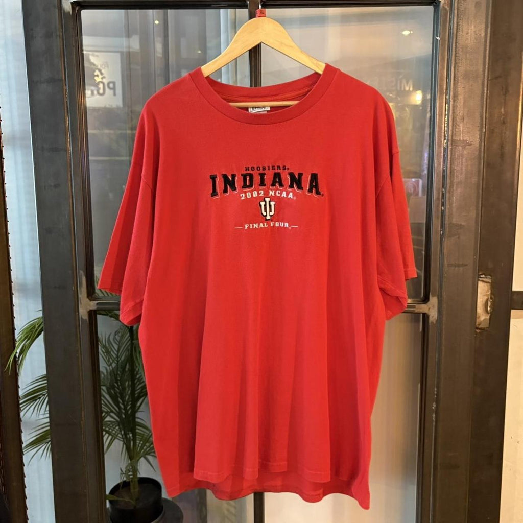 BR1803H-P - Vintage Retro Essential Red Hoosiers Indiana 2002 NCAA Basketball Final Four Embroidered Top Tee T-shirt #90s #basketball #college #ncaa #indiana