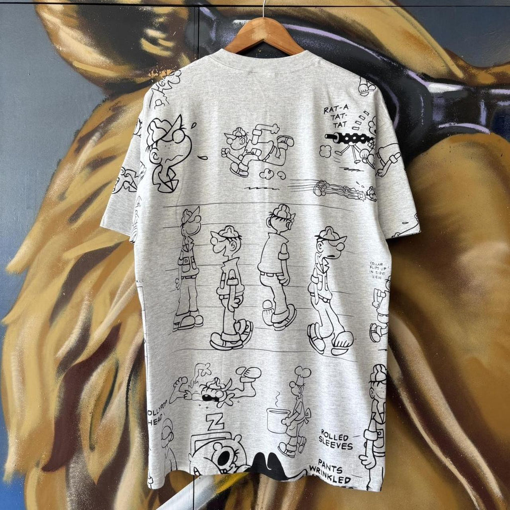 Vintage Universal Studios T Shirt Mens Large Grey AOP Graphic Cartoon Beatle Bailey Tee Top 90s USA