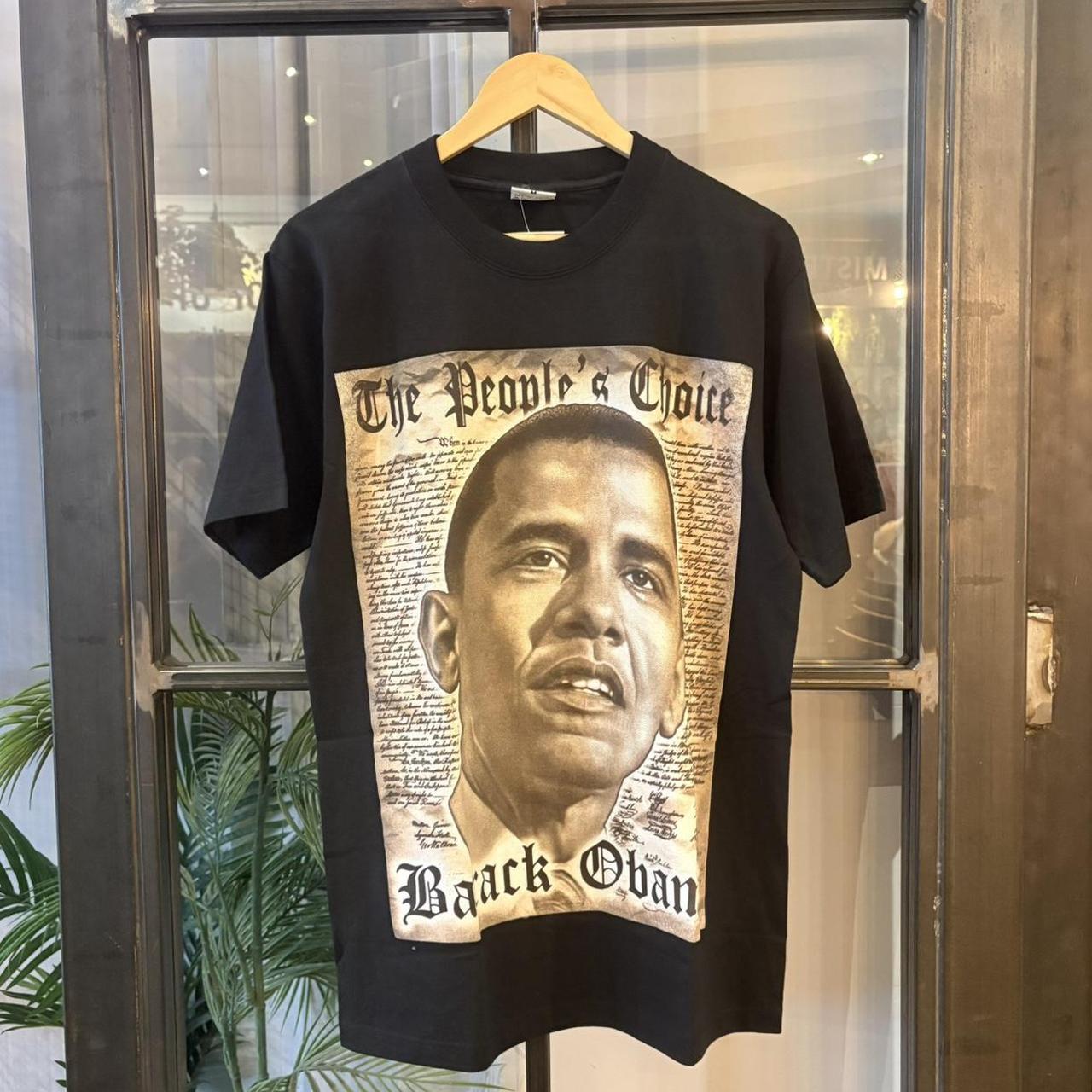 Barack Obama Graphic T-Shirt Mens Medium Black Political Tee Vintage 90s Y2K